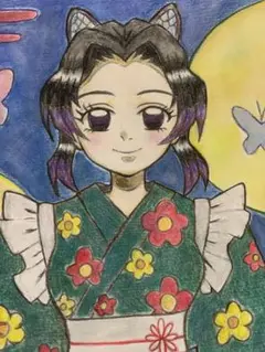 手描きイラスト　ファンアート　鬼滅の刃　胡蝶しのぶ
