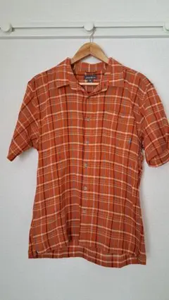 Eddie Bauer 半袖シャツ Mサイズ オレンジ系チェック