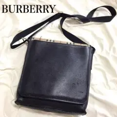 美品 BURBERRY ヘイマーケットチェック レザー 斜め掛けショルダーバッグ