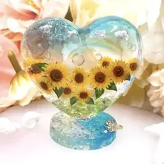 No550 ぷっくりハート大 向日葵畑 ☆ペリドット＆クリスタル☆