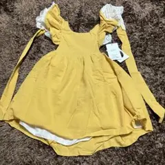 ♡新品♡ 半袖パフスリーブ ワンピースドレス【100】レースリボン 発表会