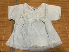 インド綿　花柄刺繍 ベビー服　80