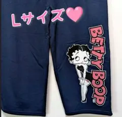 【Betty Boop】ネイビー ハーフパンツ Lサイズ キャラ ロゴ入り