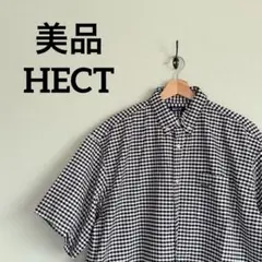 美品 HECT シャツ カッター 半袖 チェック 黒 白 ブラック ホワイト
