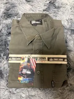 【新品未使用】FIRST DOWN オリーブ色シャツ Lサイズ