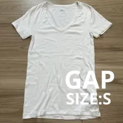 ギャップ GAP Vネック 半袖Tシャツ ホワイト S