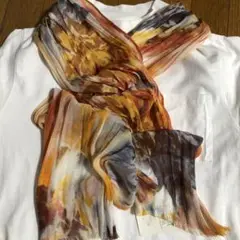 未使用 カシミヤ50%シルク50% LUPUY ペイズリー柄 ストール シルクカシミヤ大柄ペイズリージャカード チャーコール