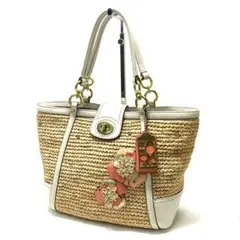美品!COACH フラワー かごバッグ トートバッグ 4562