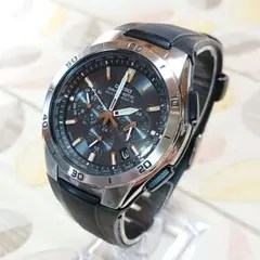美品【CASIO/WAVECEPTOR】電波ソーラー メンズ腕時計 クロノグラフ
