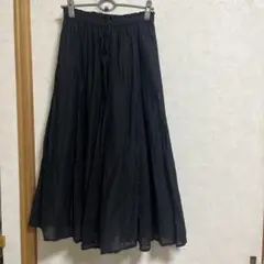 earth music &ecology黒のレース付フレアロングスカート