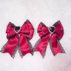 夢展望 DearMyLove キラキラハートビジュー2個セットリボンクリップ