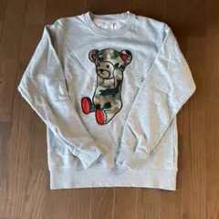 Graniph トレーナー　S 迷彩柄クマ刺繍グレー長袖スウェット