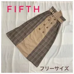 【fifth】フィフス チェック 異素材 ロングスカート フリーサイズ