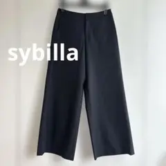 sybillaシビラ 黒 ワイドパンツ 前後ポケット付き
