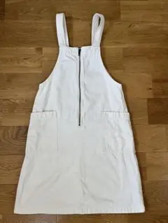 ホワイトジッパー付きオーバーオール