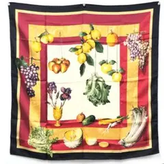 【美品】9B115/ロエベ/スカーフ/ストール/フルーツ/マルチカラー/シルク