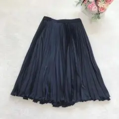 アンタイトル ひざ丈プリーツスカート フレア ボトム シンプル ベーシック 無地