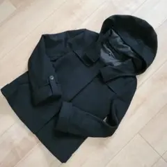 フード付きコート黒