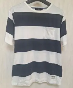 ZIP FIVE ストライプ Tシャツ Lサイズ ネイビー/ホワイト