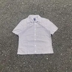90's old gap brown チェック 短丈 ボックス シャツ