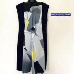 RITSUKO SHIRAHAMA ノースリーブ　ワンピース　ネイビー　2