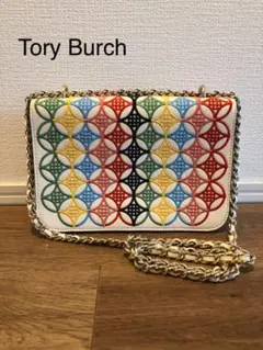 美品 希少 斜め掛け可 トリーバーチ 刺繍 ショルダーバッグ 2way