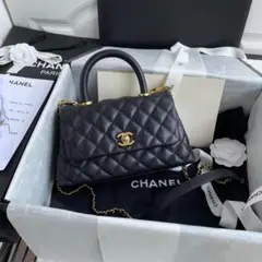 CHANEL ブラック キルティング ショルダーバッグ
