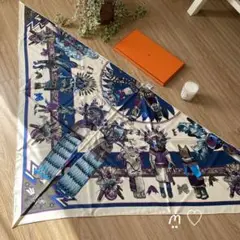 HERMES エルメス トライアングルジェアン カチナ シルクストールスカーフ