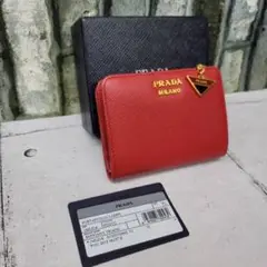 希少 新品未使用 正規品 PRADA サフィアーノ レッド コンパクトプラダ財布