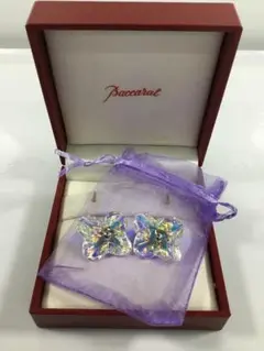 美品 バカラ イヤリング オルテンシア イリゼクリア レインボー オーロラ