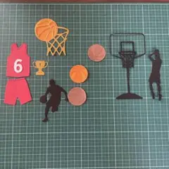 5 バスケットボール　ダイカット　卒団　ユニフォーム　色紙　素材