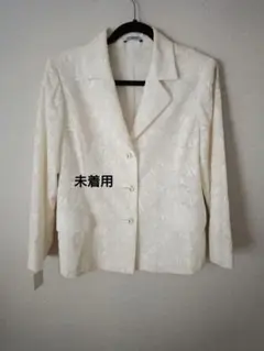 アイボリー 花柄刺繍 テーラード　　レースジャケット