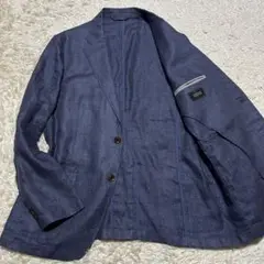 PATRIZIO LORENTINI リネンテーラード ヘリンボーン 青 XL