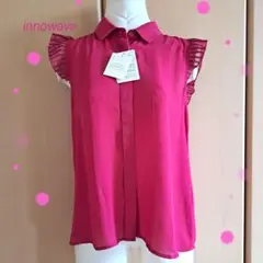 innowave ✳️537✳️新品⭐フリル付きピンクノースリーブシャツ