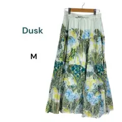 ダスク Dusk フレアスカート Mサイズ マルチカラー 総柄 綿100 ガーゼ