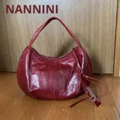 NANNINI ワインレッド ラウンド型ハンドバッグ