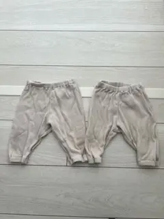 【双子用】UNIQLO ベージュ リブ編みパンツ 70
