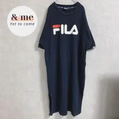 FILA フィラ　スウェットワンピース　五分袖　ドロップショルダー　コットン　M