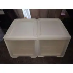 クリーム色プラスチック収納ボックス