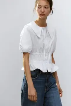 【新品未使用】ZARA ギャバジンストレッチシャツ