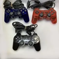 PS2 クリア純正コントローラー 3点　中古品
