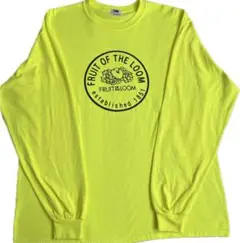 【美品】フルーツオブザルーム 蛍光イエロー長袖 ロンTシャツ XL ロゴ 希少