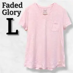 Tシャツ 【L】 ピンク Vネック 半袖 胸ポケット付き 薄手 夏 インナー 秋