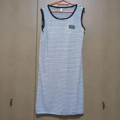 Cover ノースリーブボーダーストライプひざ丈ワンピース パット付き Mサイズ
