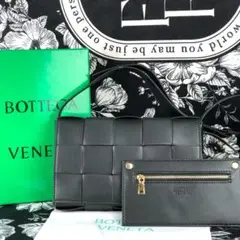 箱付き ボッテガヴェネタ カセット ショルダーバッグ　ブラック
