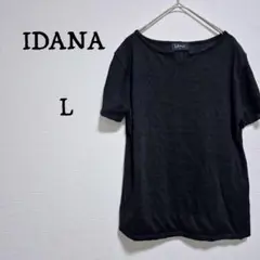 idana【IDANA】イダーナ 半袖サマーニットメッシュシアートップス L 黒