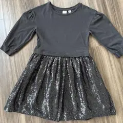 GAP KIDS 七分袖 ワンピース M 黒 スパンコール　130cm