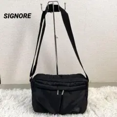 収納力抜群 SIGNORE ショルダーバッグ　ボディーバッグ　黒　ブラック
