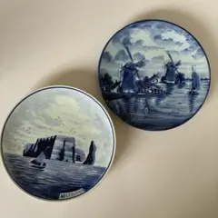 デルフト 風景画 ブルー 手描き 陶器 飾り皿 壁掛け オランダ