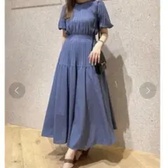 snidel バックデザインプリーツワンピース　ブルー　0サイズ